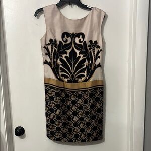 Tracy Reese Black and Gold Sleeveless‎ Knee-Length Dress size 6